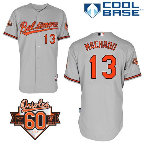 Orioles #13 Manny Machado Grey Cool Base Stitched MLB Jersey - Click Image to Close